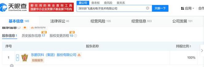 东鹏饮料成功收购新飞通光电子，布局智能硬件领域